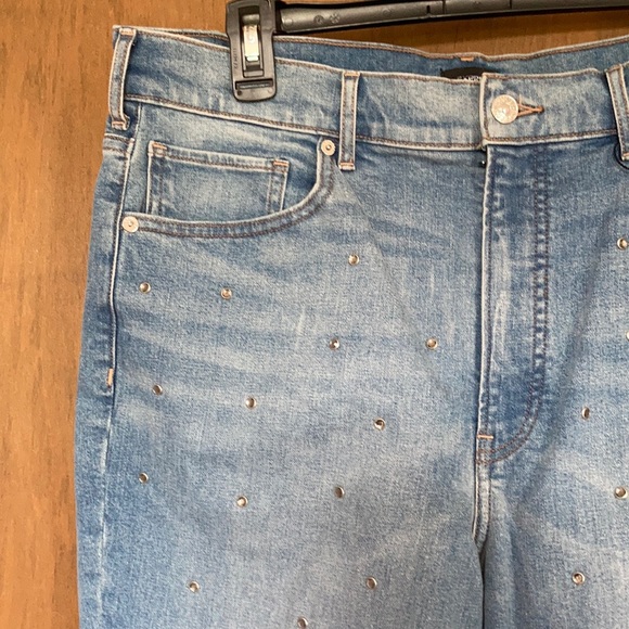 Express super high rise cropped flare jean w bling details size 14 - Picture 5 of 17